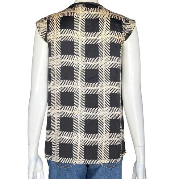 Joie Womens Silk Checkered Cap Sleeve Blouse Size Medium - Picture 3 of 8